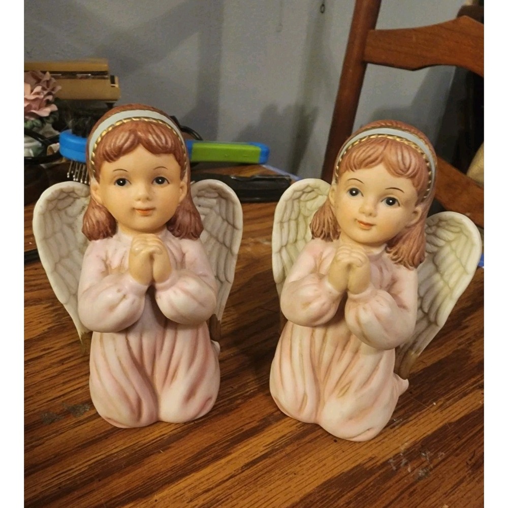 Vintage‎ Lot Of 2 Homco Precious Prayers Porcelain Angel Figurines